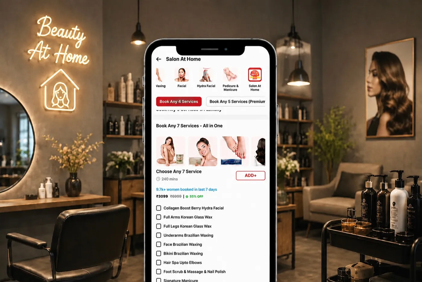 GetLook salon-at-home booking screen