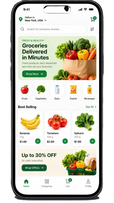 Grocery app preview