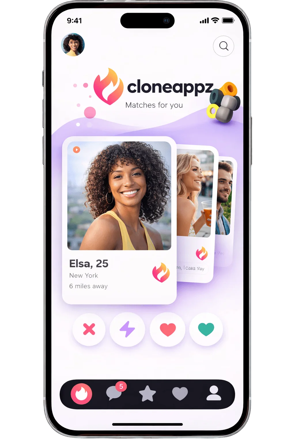 Tinder clone match screen